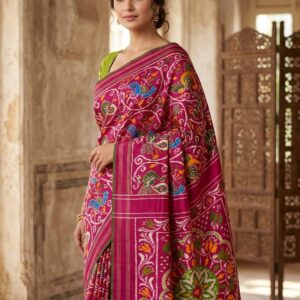 Pochampally Ikkat Silk  Saree   With Blouse  -DLS130023