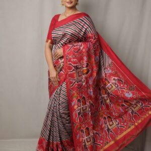 Pochampally Ikkat Silk  Saree   With Blouse  -DLS130024