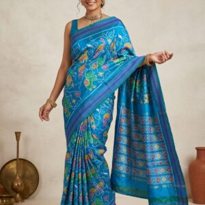 Pochampally Double Ikkat Silk Sarees With Blouse DLS130032