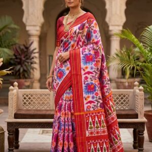 Pochampally Double Ikkat Silk Sarees With Blouse DLS130034