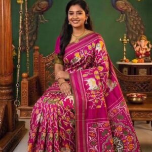 Pochampally Double Ikkat Silk Sarees With Blouse DLS130035