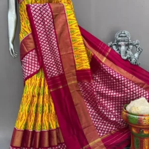 Pochampally silk sarees with blouse, double ikkat handloom silk sarees, silk mark certified sarees premium