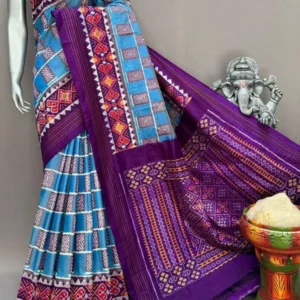 Pochampally silk sarees with blouse, double ikkat handloom silk sarees, silk mark certified sarees premium