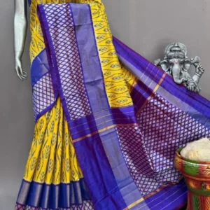Pochampally silk sarees with blouse, double ikkat handloom silk sarees, silk mark certified sarees premium