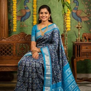 Double Ikkat Pochampally Silk  Saree  With Blouse | Handloom Sarees -PRSS120028