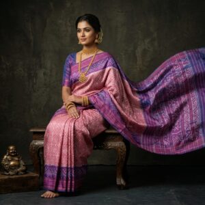 Double Ikkat Pochampally Silk  Saree  With Blouse | Handloom Sarees -PRSS120030