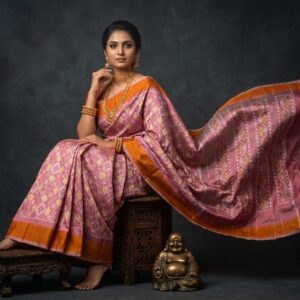Double Ikkat Pochampally Silk  Saree  With Blouse | Handloom Sarees -PRSS120031
