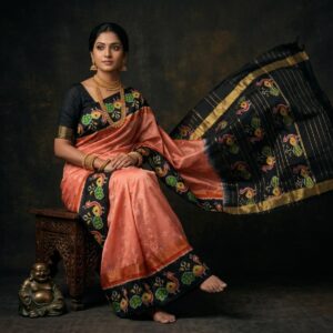 Double Ikkat Pochampally Silk  Saree  With Blouse | Handloom Sarees -PRSS120032