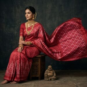 Double Ikkat Pochampally Silk  Saree  With Blouse | Handloom Sarees -PRSS120034