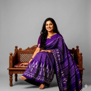 Double Ikkat Pochampally Silk  Saree  With Blouse | Handloom Sarees -PRSS120035