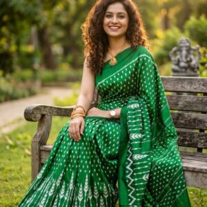 Double Ikkat Pochampally Silk  Saree  With Blouse | Handloom Sarees -PRSS120038