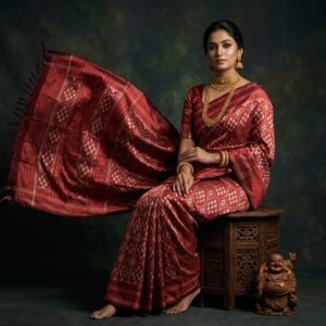 Double Ikkat Pochampally Silk  Saree  With Blouse | Handloom Sarees -PRSS120040