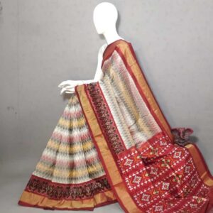 Double Ikkat Pochampally Silk  Saree  With Blouse | Handloom Sarees -PRSS120008