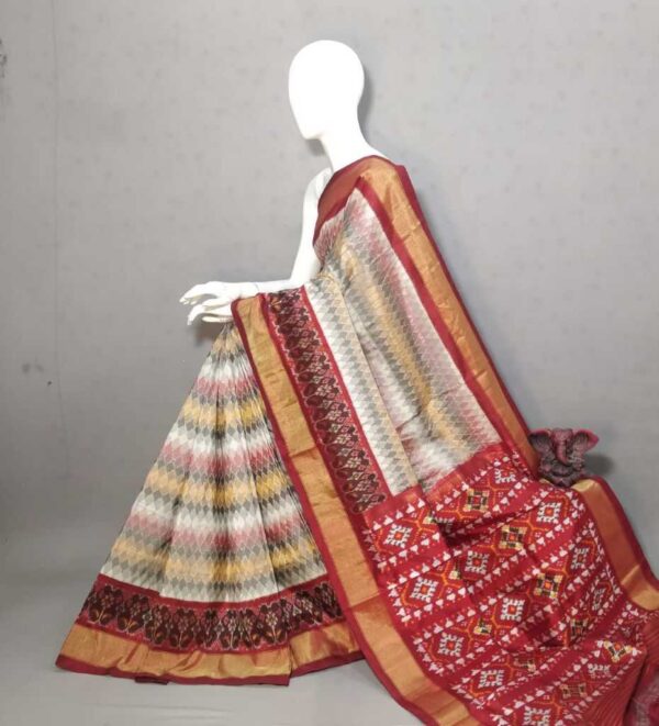 Double Ikkat Pochampally Silk  Saree  With Blouse | Handloom Sarees -PRSS120008