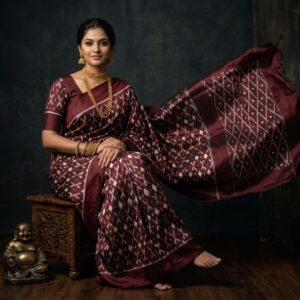 Pochampally Ikkat  Silk  Saree Light Weight Without Blouse  -PRSS690011