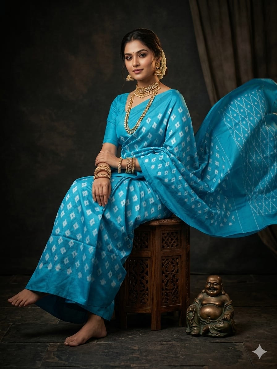 Pochampally Ikkat Silk Saree Light Weight Without Blouse -PRSS690013