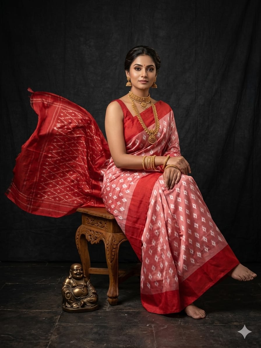 Pochampally Ikkat Silk Saree Light Weight Without Blouse -PRSS690028
