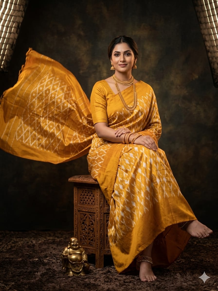 Pochampally Ikkat Silk Saree Light Weight Without Blouse -PRSS69004