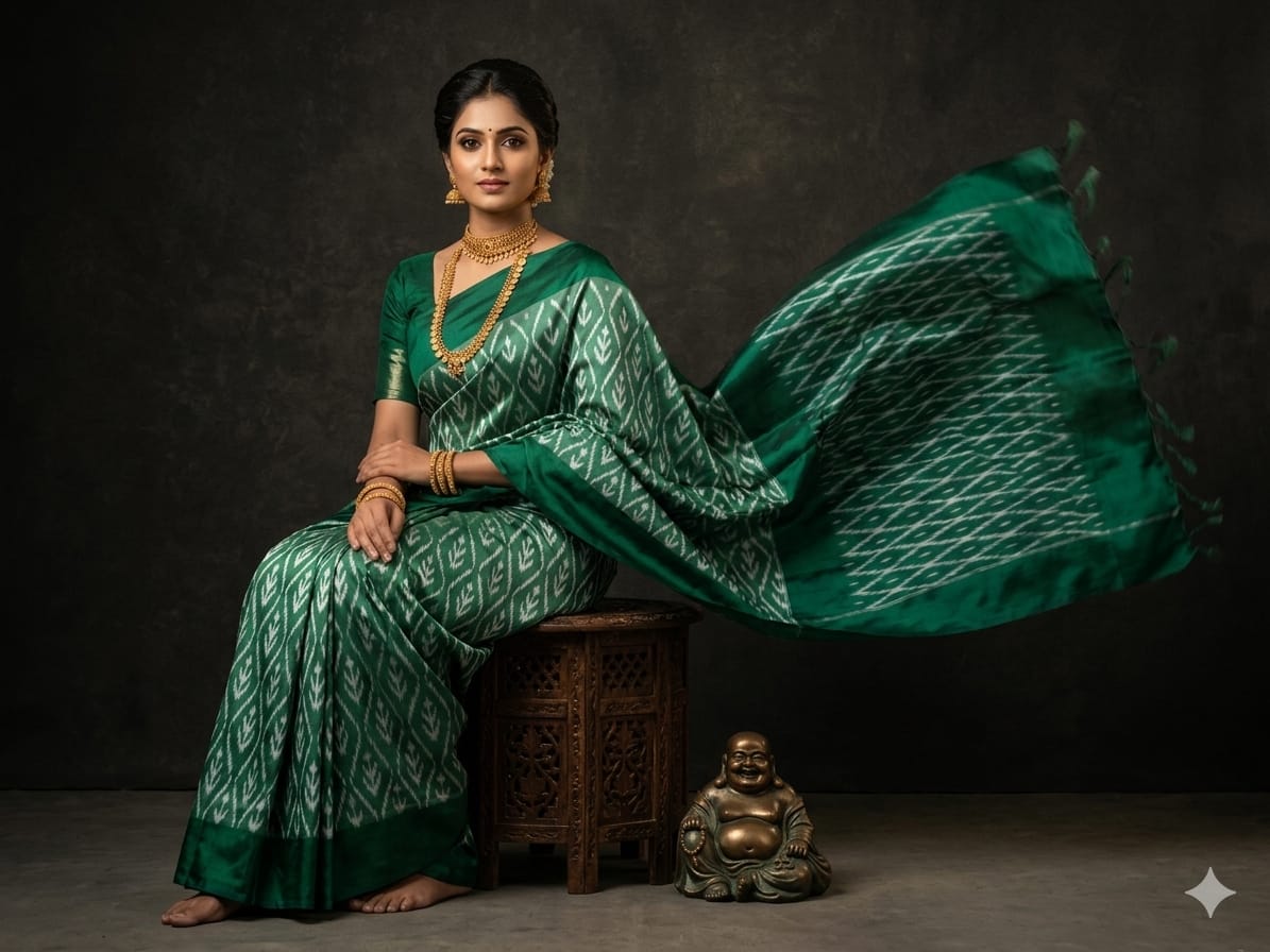 Pochampally Ikkat Silk Saree Light Weight Without Blouse -PRSS69006