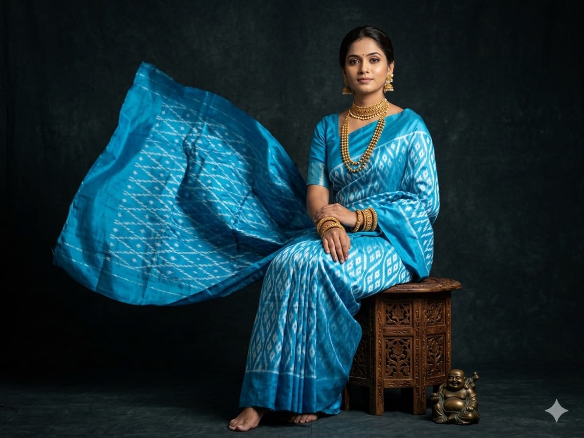 Pochampally Ikkat Silk Saree Light Weight Without Blouse -PRSS69007
