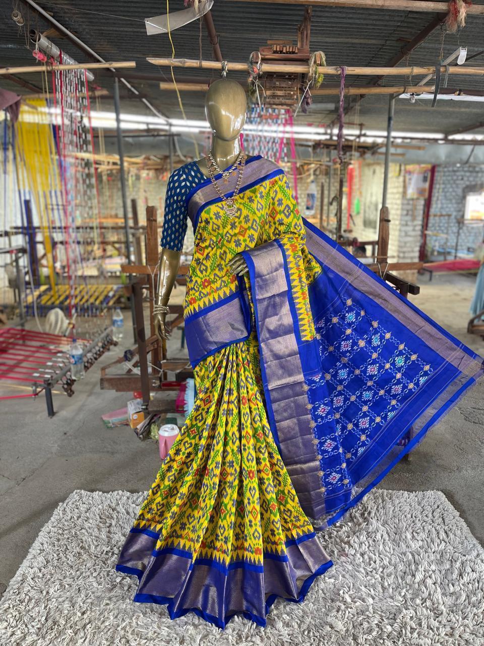 Pochampally Ikat Silk Saree with Modern Designs, Pochampally Ikat Silk Sarees for Summer, Pure Pochampally Silk Sarees with Traditional Patterns, Multi-color Pochampally Ikat Silk Sarees big border, Pochampally Ikat Silk Saree for Bridal Wear zari border, Luxury Pochampally Ikat Silk Sarees, Pochampally Ikat Sarees with Silk Thread Work, Pochampally Ikat Sarees from Telangana, Best Pochampally Ikat Saree Store in Hyderabad