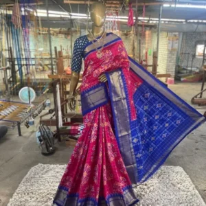 Pochampally Double Ikkat Silk Sarees With Blouse SMSS130010