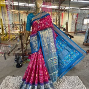Pochampally Double Ikkat Silk Sarees With Blouse SMSS13003
