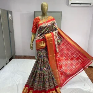 Pochampally Double Ikkat Silk Sarees With Blouse SMSS13005
