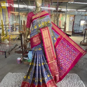 Pochampally Ikkat Silk  Saree  Kanchi Border With Blouse  -SMSS139002