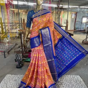 Pochampally Ikkat Silk  Saree  Kanchi Border With Blouse  -SMSS139006