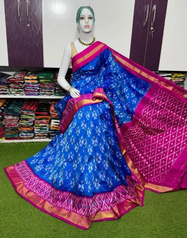Pochampally silk sarees, ikkat silk sarees with blouse, pochampally ikkat sarees, double ikkat silk sarees, Pattu sarees