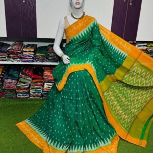 Pochampally Double Ikkat Mercerized cotton sarees With Blouse - SRCS290010
