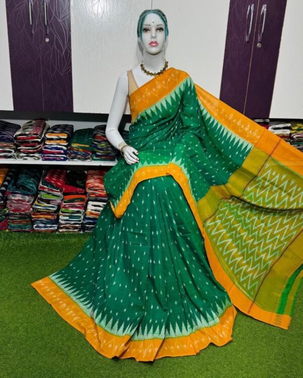 Pochampally Double Ikkat Mercerized cotton sarees With Blouse - SRCS290010