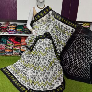 Pochampally Double Ikkat Mercerized cotton sarees With Blouse - SRCS290012