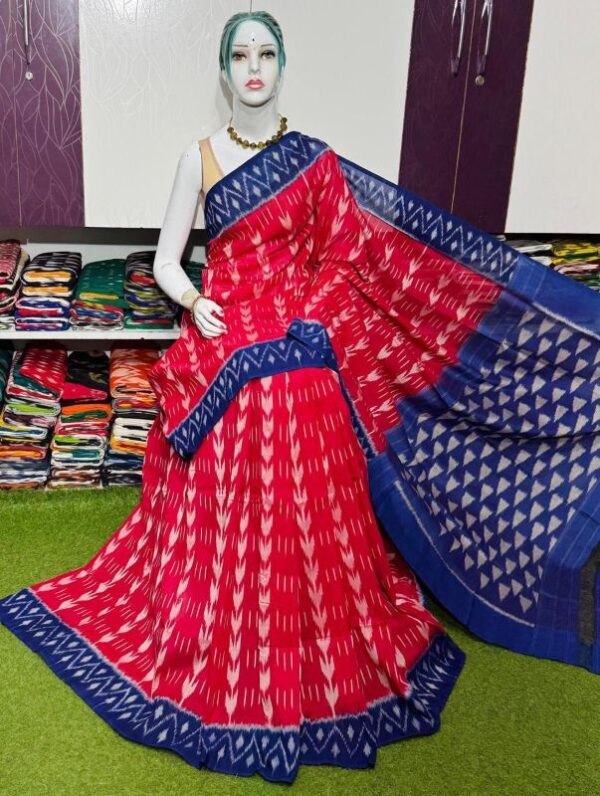 Pochampally Double Ikkat Mercerized cotton sarees With Blouse - SRCS290013