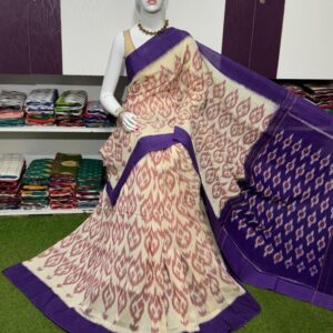Pochampally Double Ikkat Mercerized cotton sarees With Blouse - SRCS290015