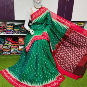 Pochampally Double Ikkat Mercerized cotton sarees With Blouse - SRCS290016
