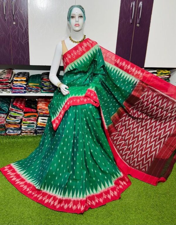 Pochampally Double Ikkat Mercerized cotton sarees With Blouse - SRCS290016