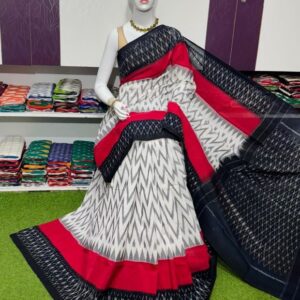 Pochampally Double Ikkat Mercerized cotton sarees With Blouse - SRCS290017