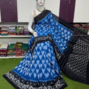 Pochampally Double Ikkat Mercerized cotton sarees With Blouse - SRCS290019
