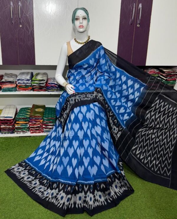 Pochampally Double Ikkat Mercerized cotton sarees With Blouse - SRCS290019