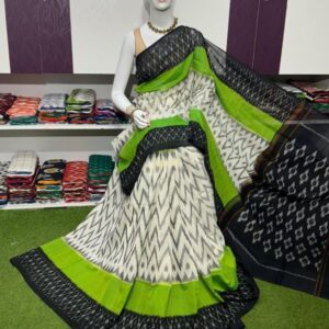 Pochampally Double Ikkat Mercerized cotton sarees With Blouse - SRCS290021