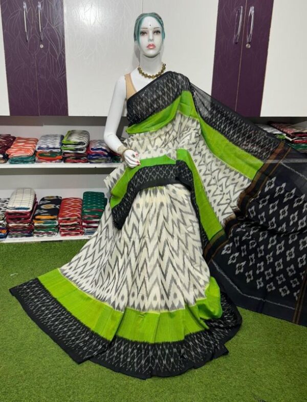 Pochampally Double Ikkat Mercerized cotton sarees With Blouse - SRCS290021