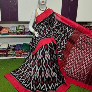 Pochampally Double Ikkat Mercerized cotton sarees With Blouse - SRCS290022