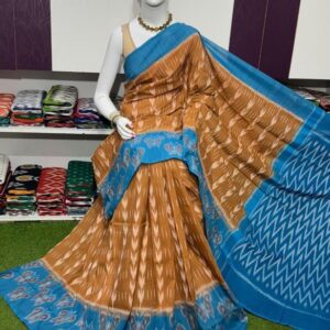 Pochampally Double Ikkat Mercerized cotton sarees With Blouse - SRCS290023