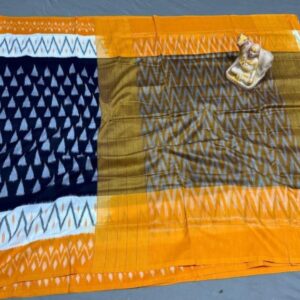 Pochampally Double Ikkat Mercerized cotton sarees With Blouse - SRCS29003