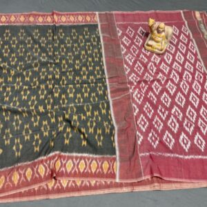 Pochampally Double Ikkat Mercerized cotton sarees With Blouse - SRCS29004