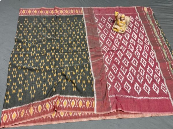 Pochampally Double Ikkat Mercerized cotton sarees With Blouse - SRCS29004