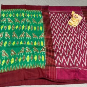 Pochampally Double Ikkat Mercerized cotton sarees With Blouse - SRCS29007