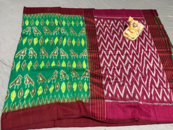 Pochampally Double Ikkat Mercerized cotton sarees With Blouse - SRCS29007